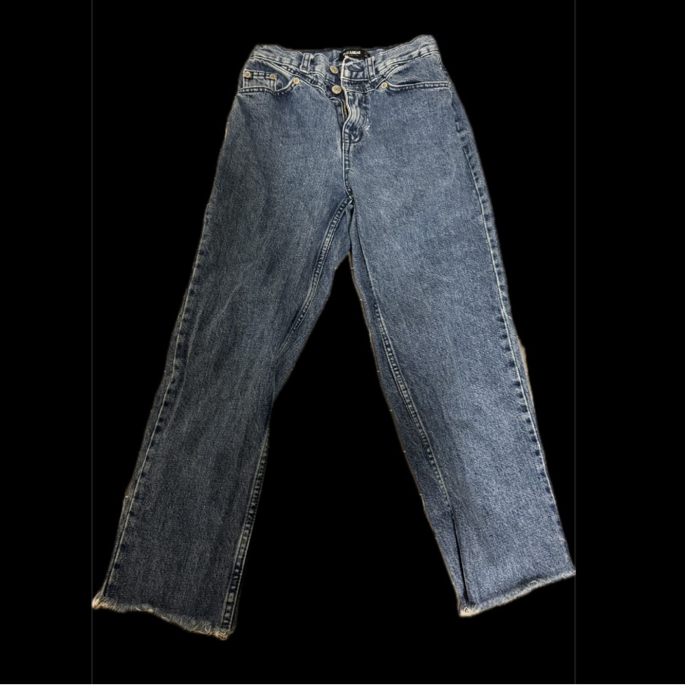 Petite High-waisted Straight Leg Blue Denim Jeans
